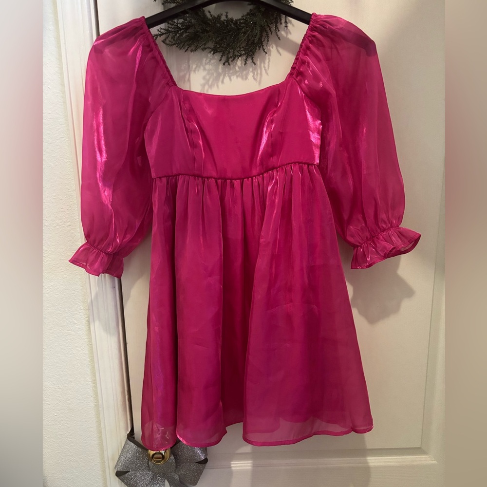 Vibrant Pink Sheer Dress